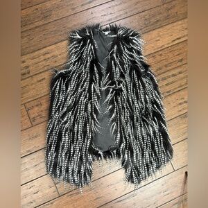 Harlow Zee Statement Shaggy Faux Fur Vest Black & White  M